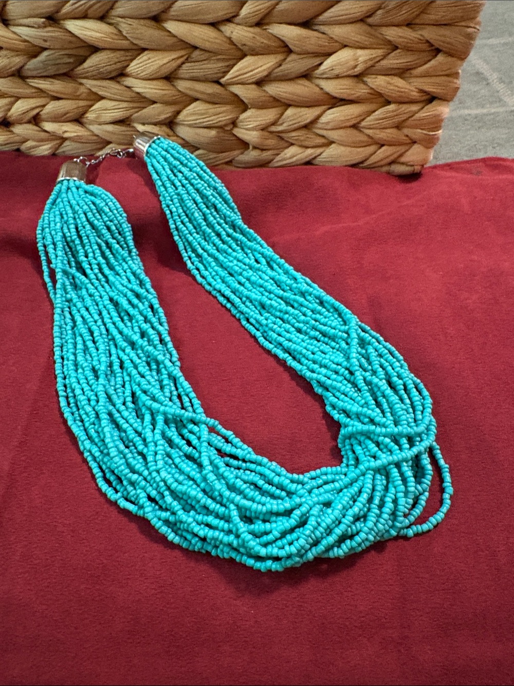 Handmade Turquoise Multi-Strand Beaded Necklace - Women Jewelry